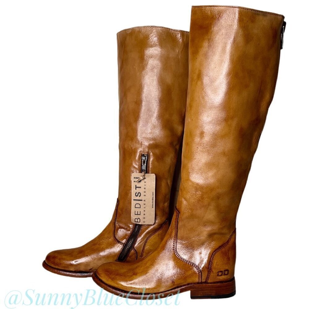 BED STU Tess Windsor Tan Distressed Riding Boots Size 6